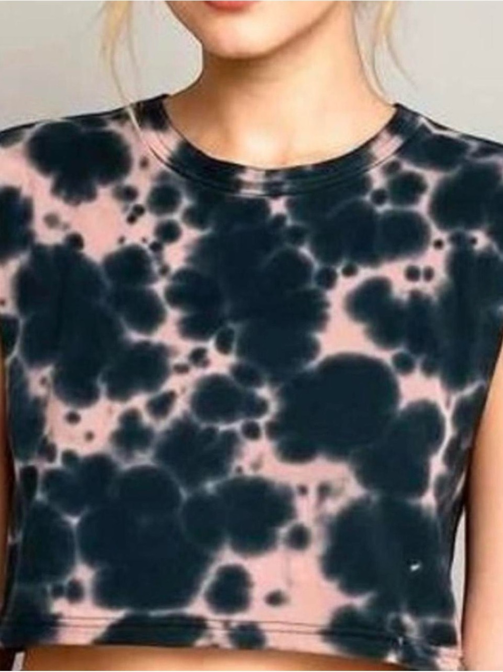 525 America Black & Pink Tie-Dye Crop Tank